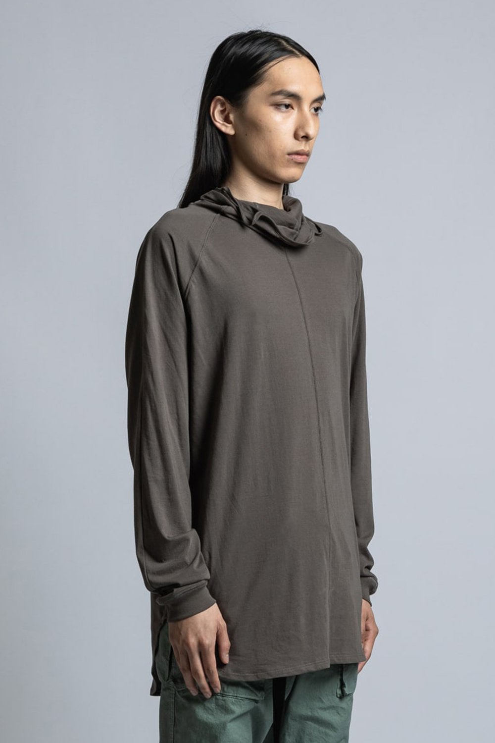 40/- Jersey Stitch Mask Long Sleeve T-Shirt Gray Khaki