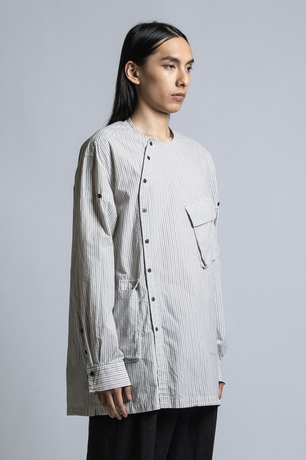 Striped Shirt With Diagonal Opening