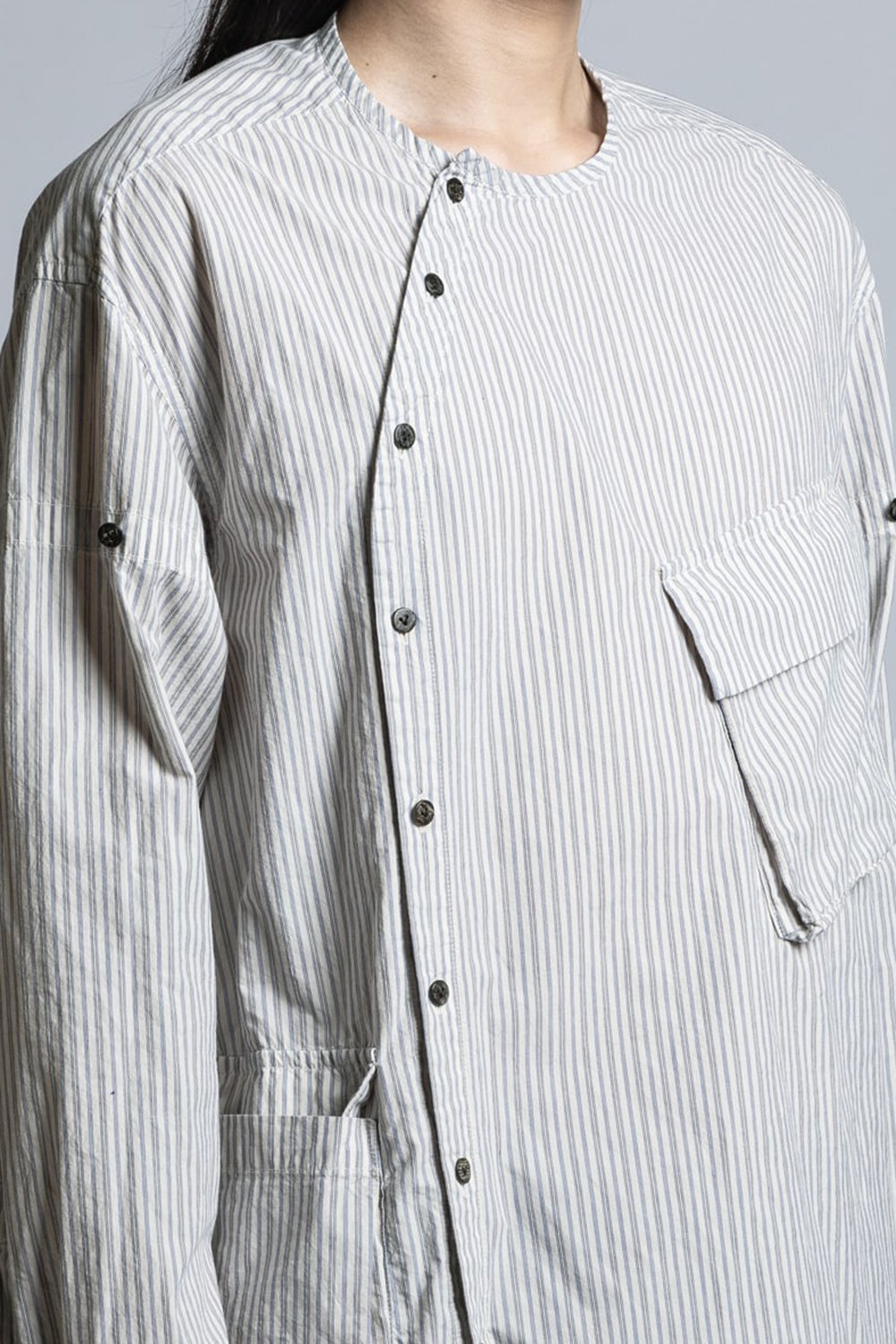 Striped Shirt With Diagonal Opening