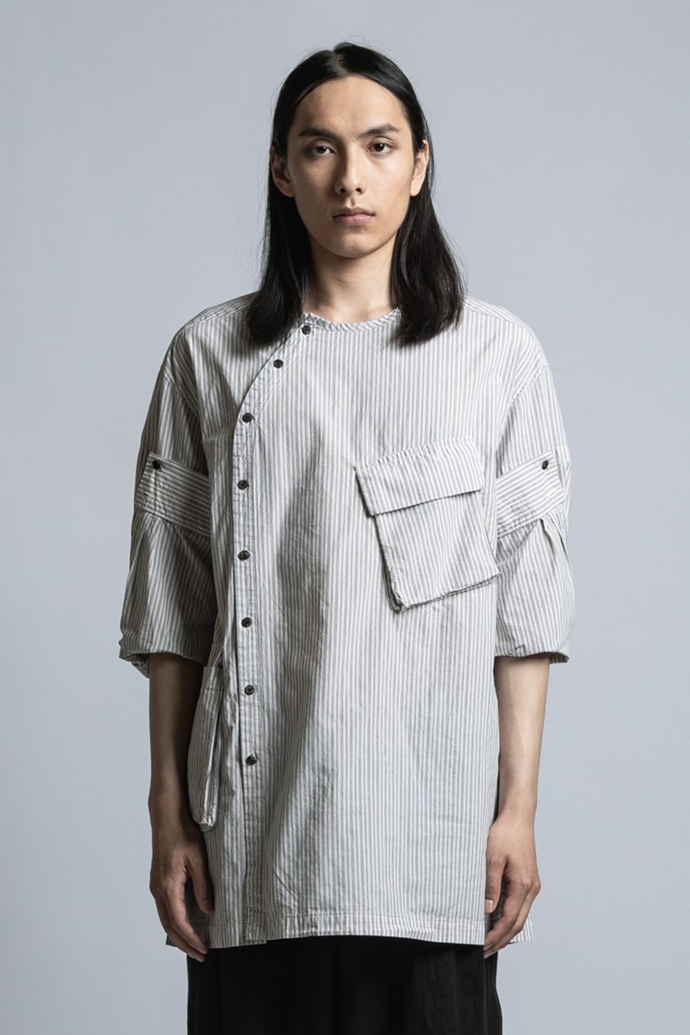 Striped Shirt With Diagonal Opening