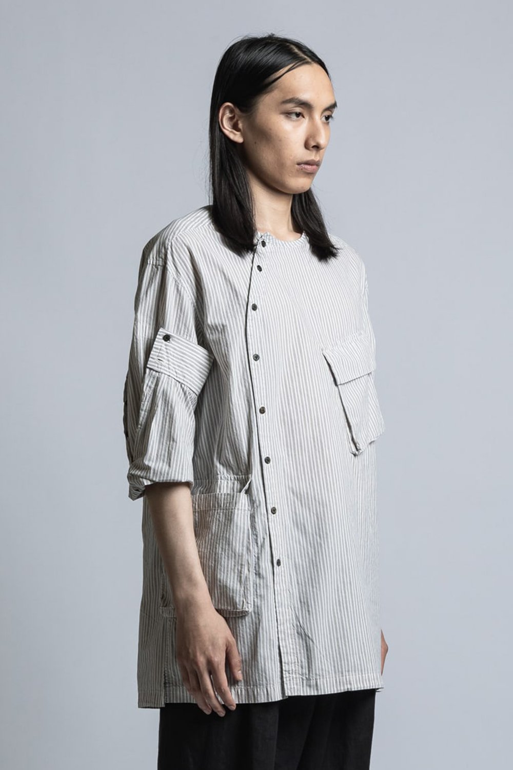 Striped Shirt With Diagonal Opening