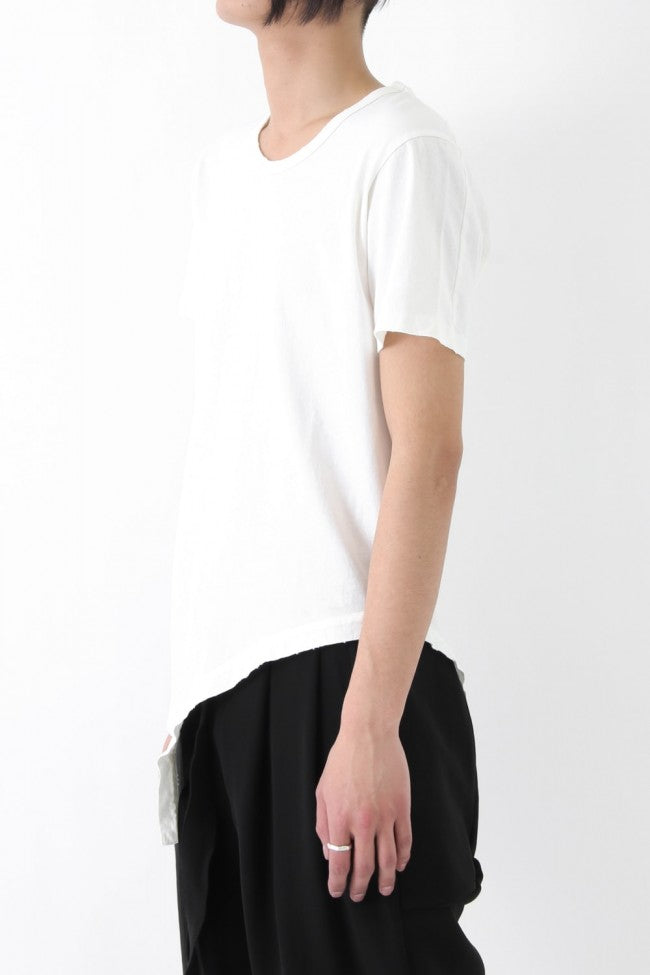 17SS Damage Finishing Assymetric Hem T WHITE