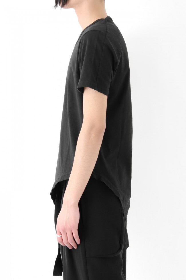 17SS Damage Finishing Assymetric Hem T BLACK