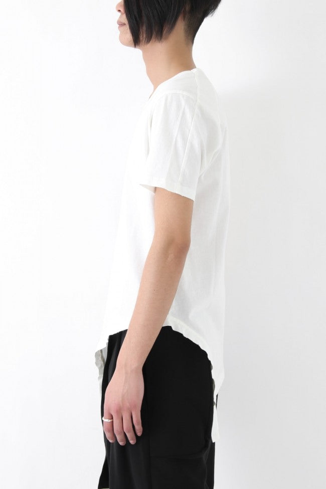 17SS Damage Finishing Assymetric Hem T WHITE