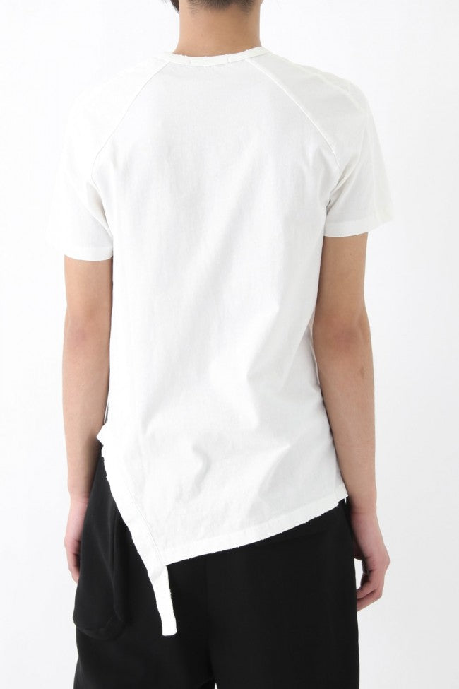 17SS Damage Finishing Assymetric Hem T WHITE