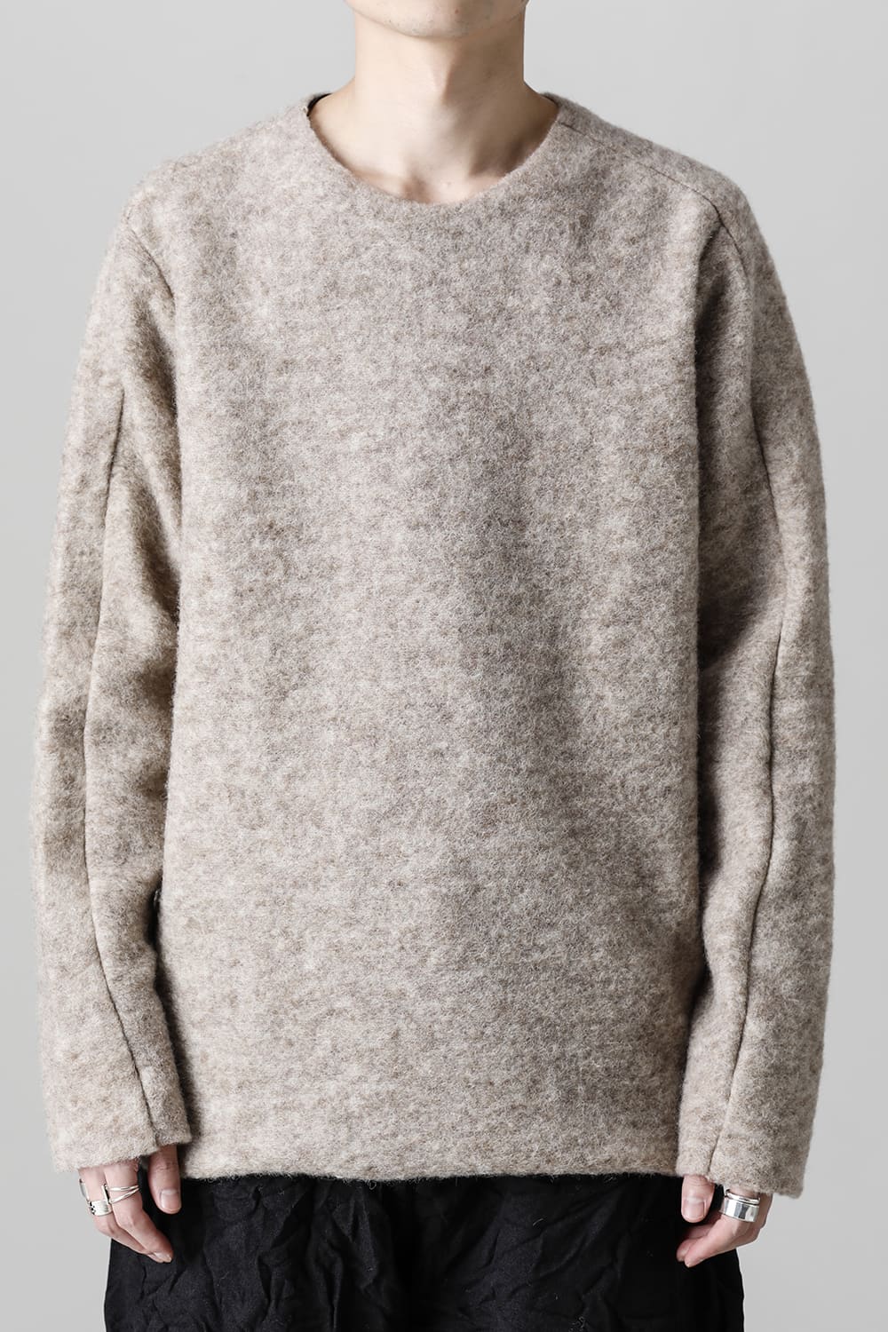 Italian Wool Blend Crew Neck Knit Beige