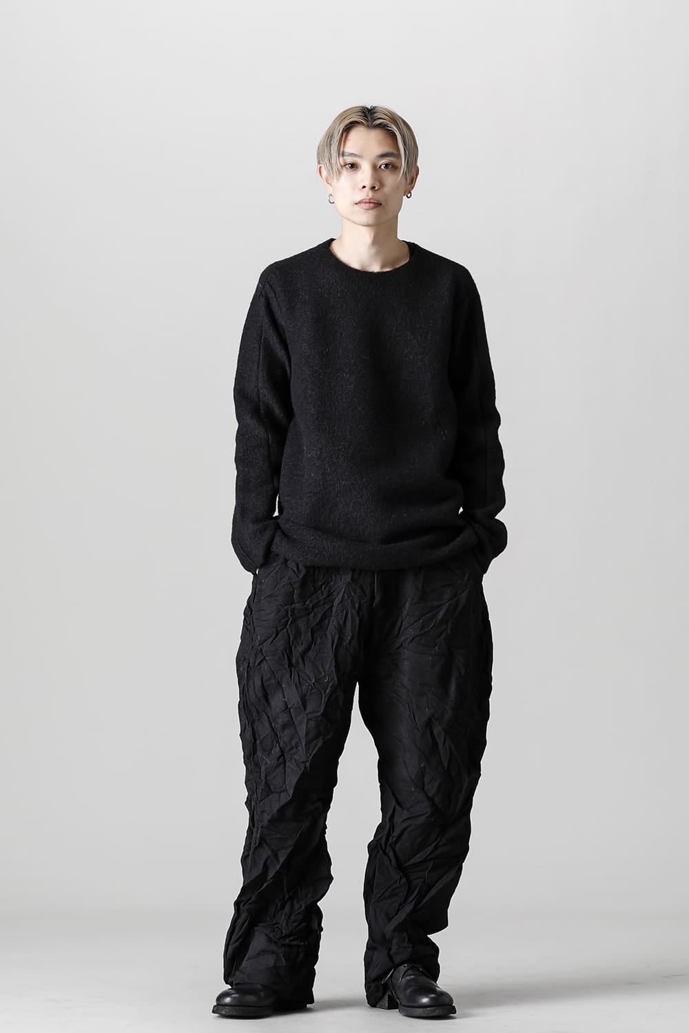 Italian Wool Blend Crew Neck Knit Black