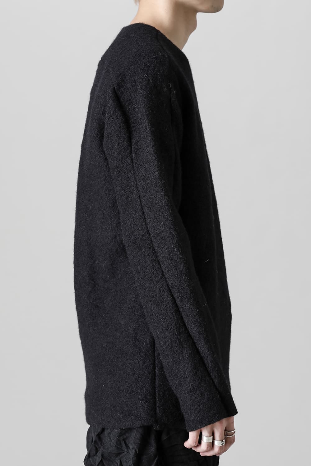 Italian Wool Blend Crew Neck Knit Black