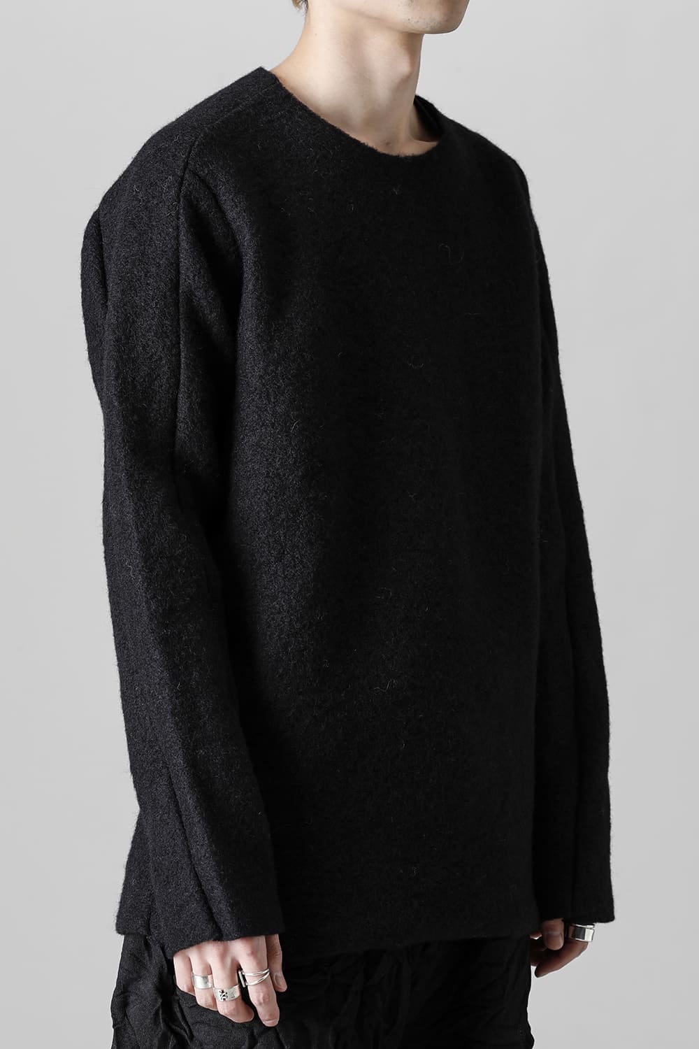 Italian Wool Blend Crew Neck Knit Black