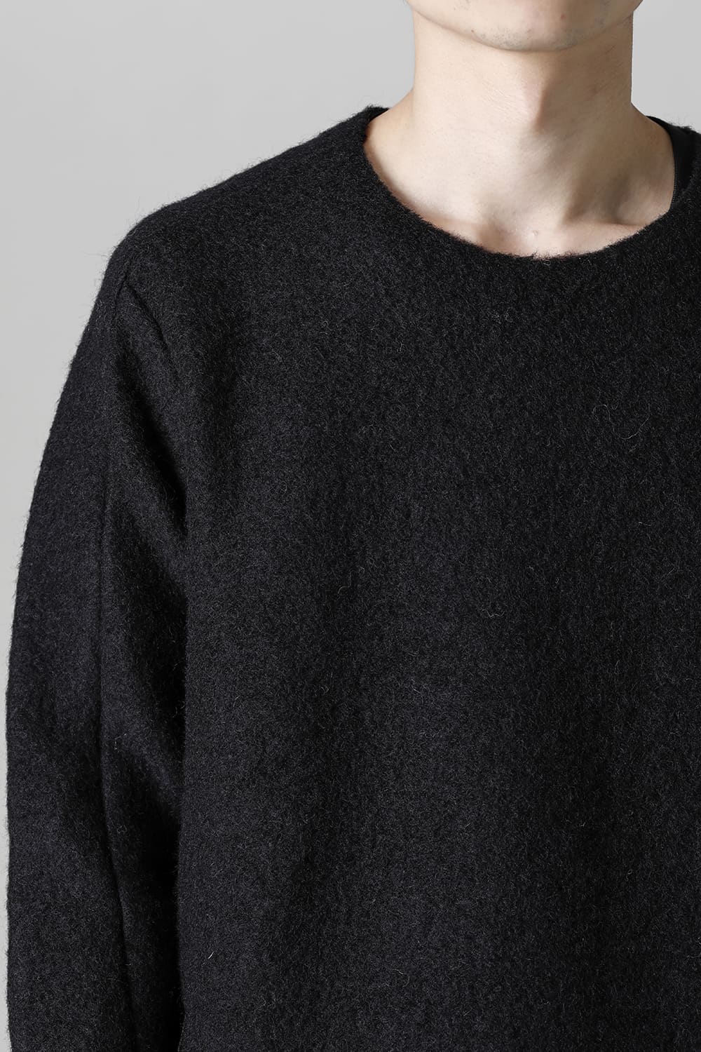 Italian Wool Blend Crew Neck Knit Black