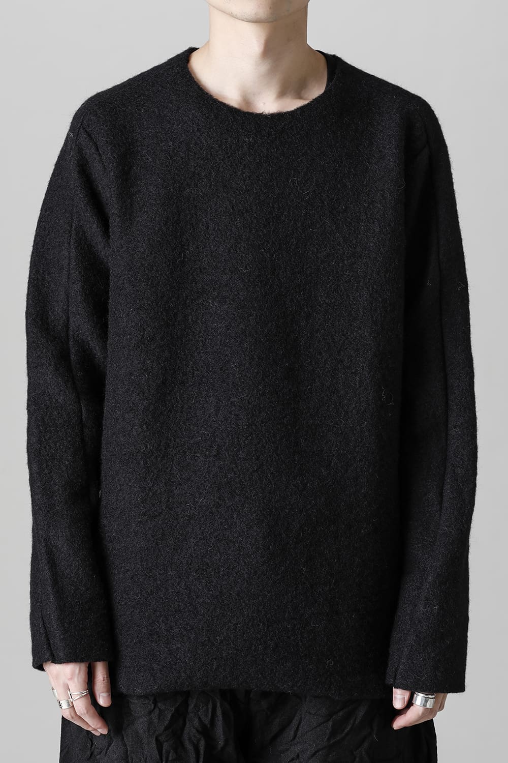 Italian Wool Blend Crew Neck Knit Black