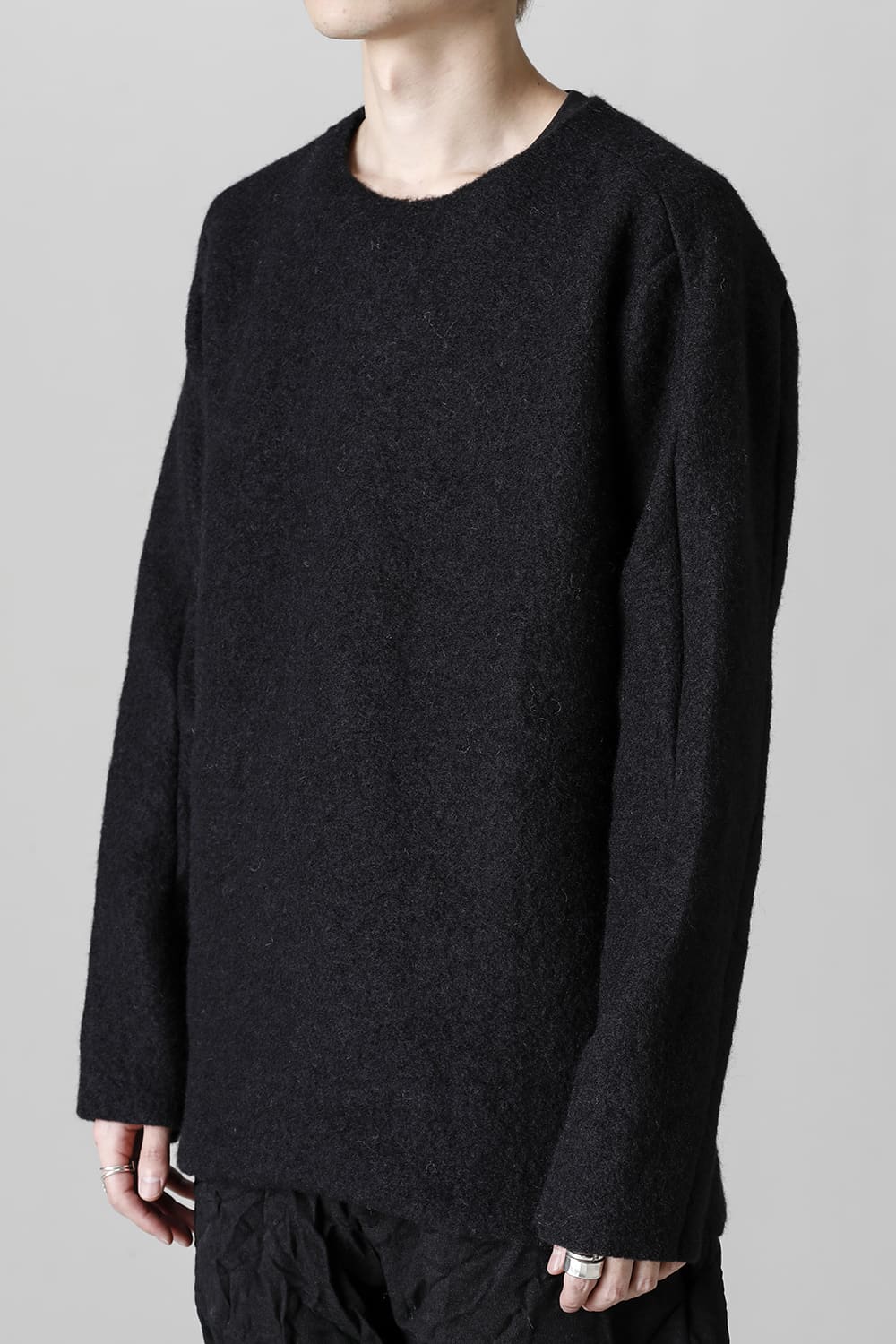 Italian Wool Blend Crew Neck Knit Black