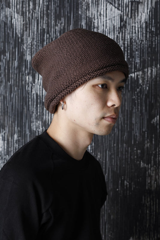 Knit cap Hand made cotton Beige Gray