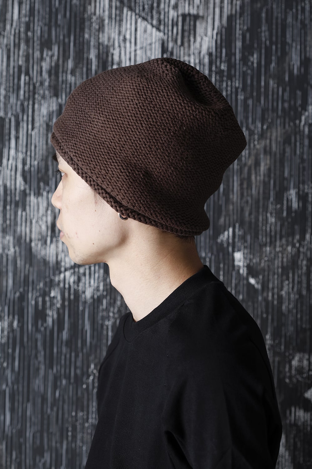 Knit cap Hand made cotton Beige Gray