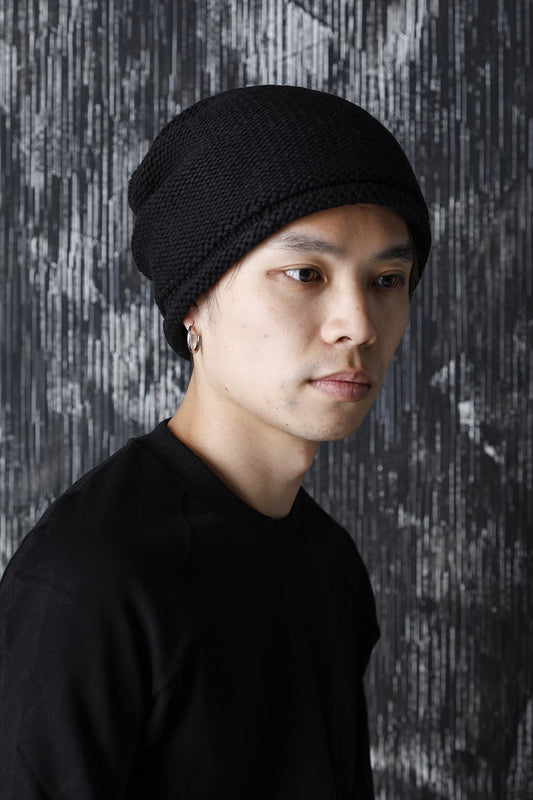 Knit cap Hand made cotton Black