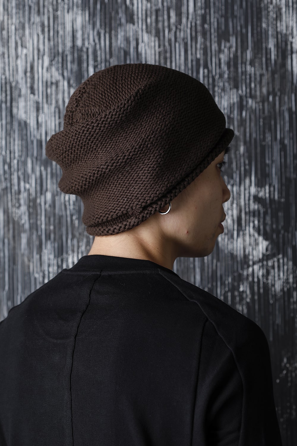 Knit cap Hand made cotton Brown Gray