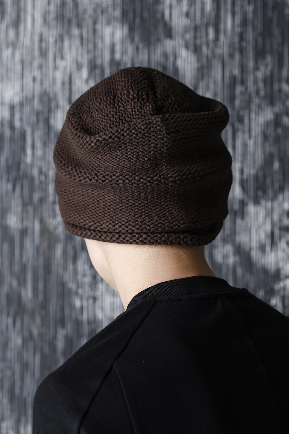 Knit cap Hand made cotton Brown Gray