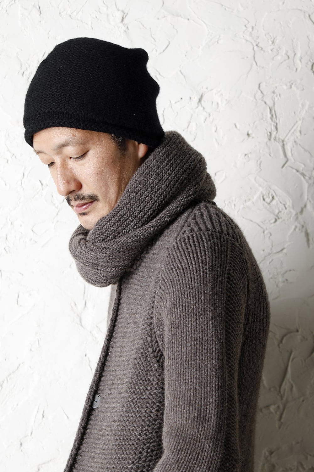 Knit cap Hand made wool / cashmere Black