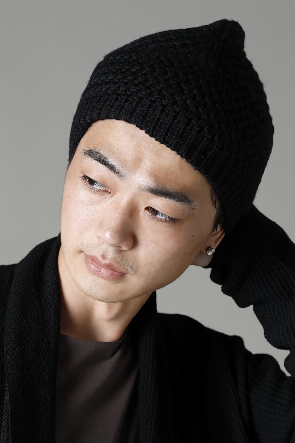 Knit cap merino wool Black 