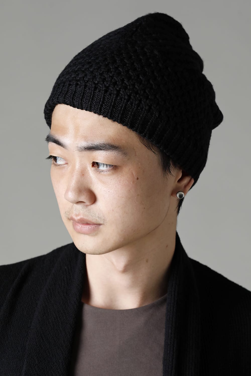 Knit cap merino wool Black 