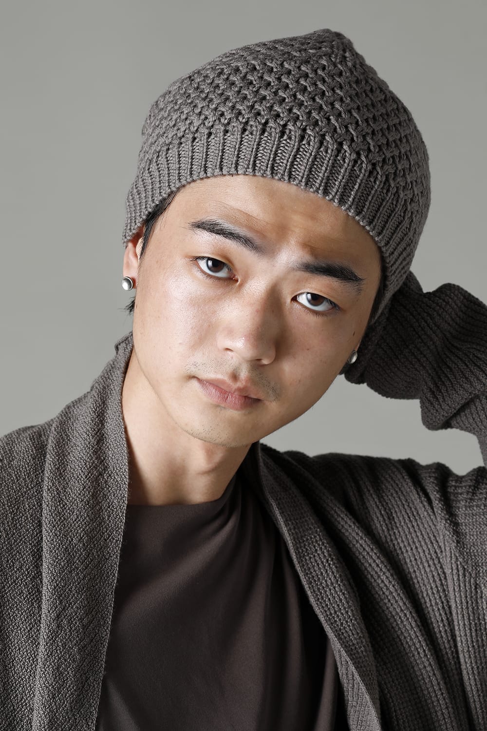 Knit cap merino wool Gray