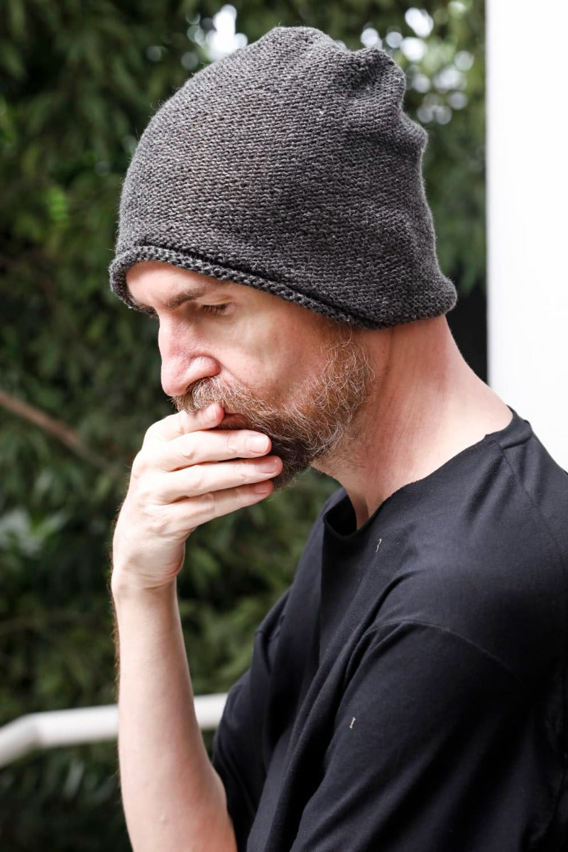 Knit Cap Linen Charcoal