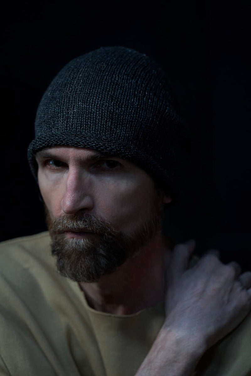 Knit Cap Linen Charcoal