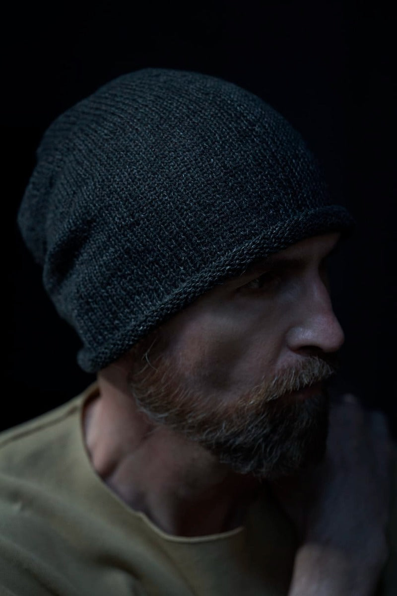 Knit Cap Linen Charcoal