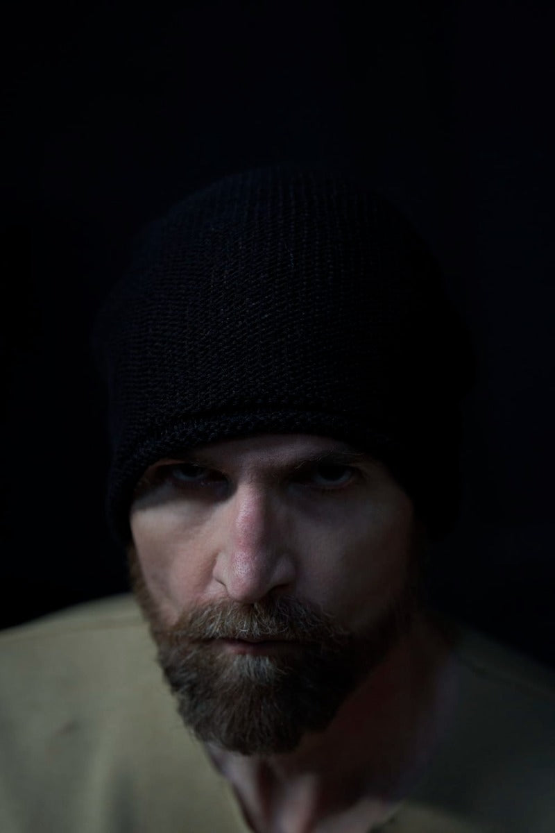 Knit Cap Linen Black