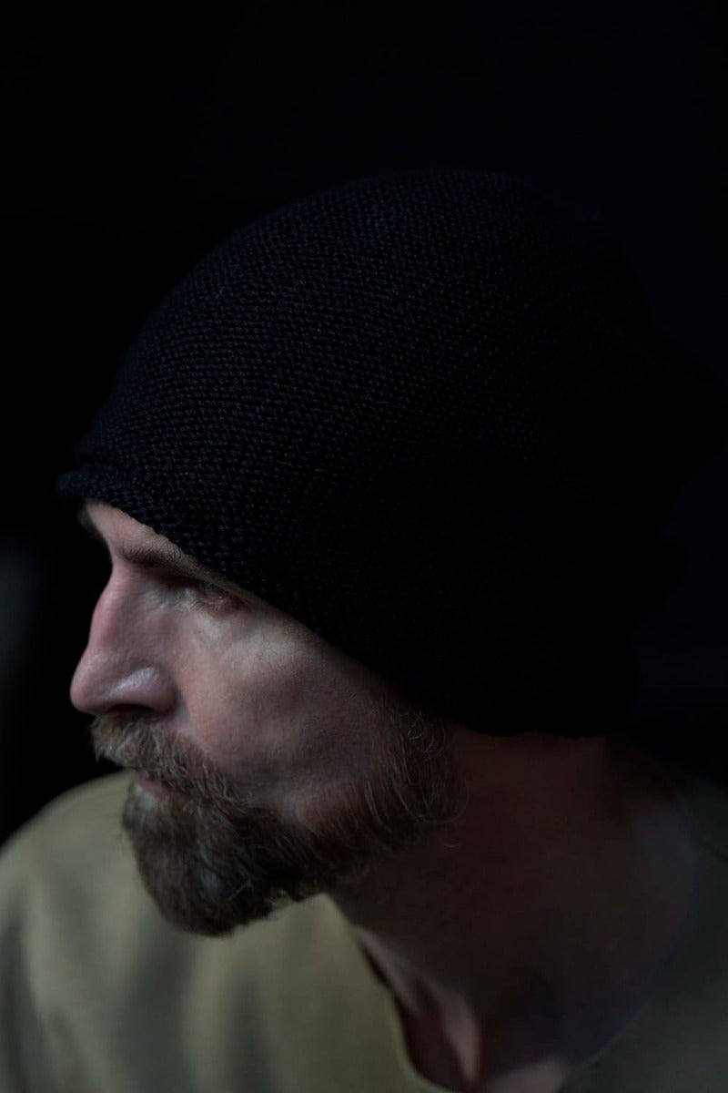 Knit Cap Linen Black