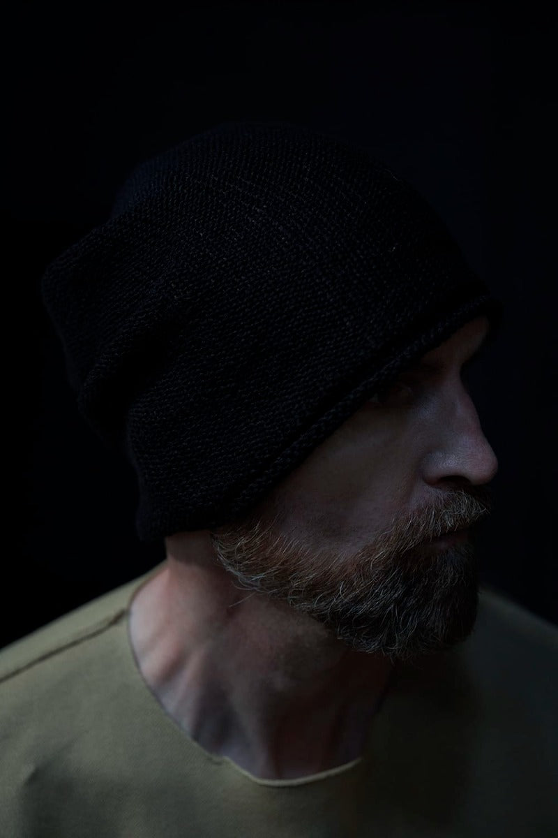 Knit Cap Linen Black