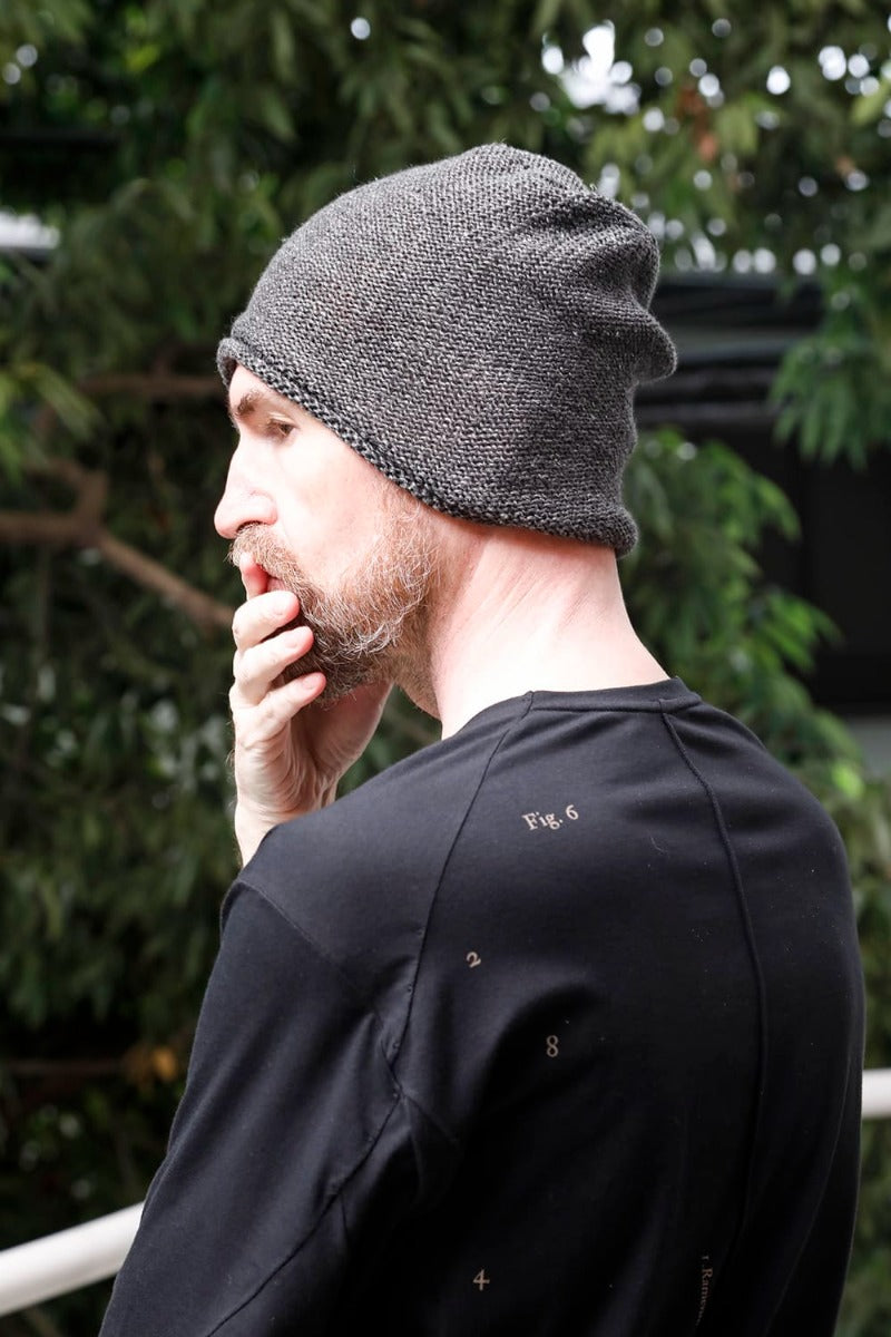 Knit Cap Linen Charcoal