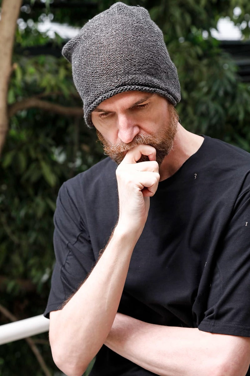 Knit Cap Linen Charcoal