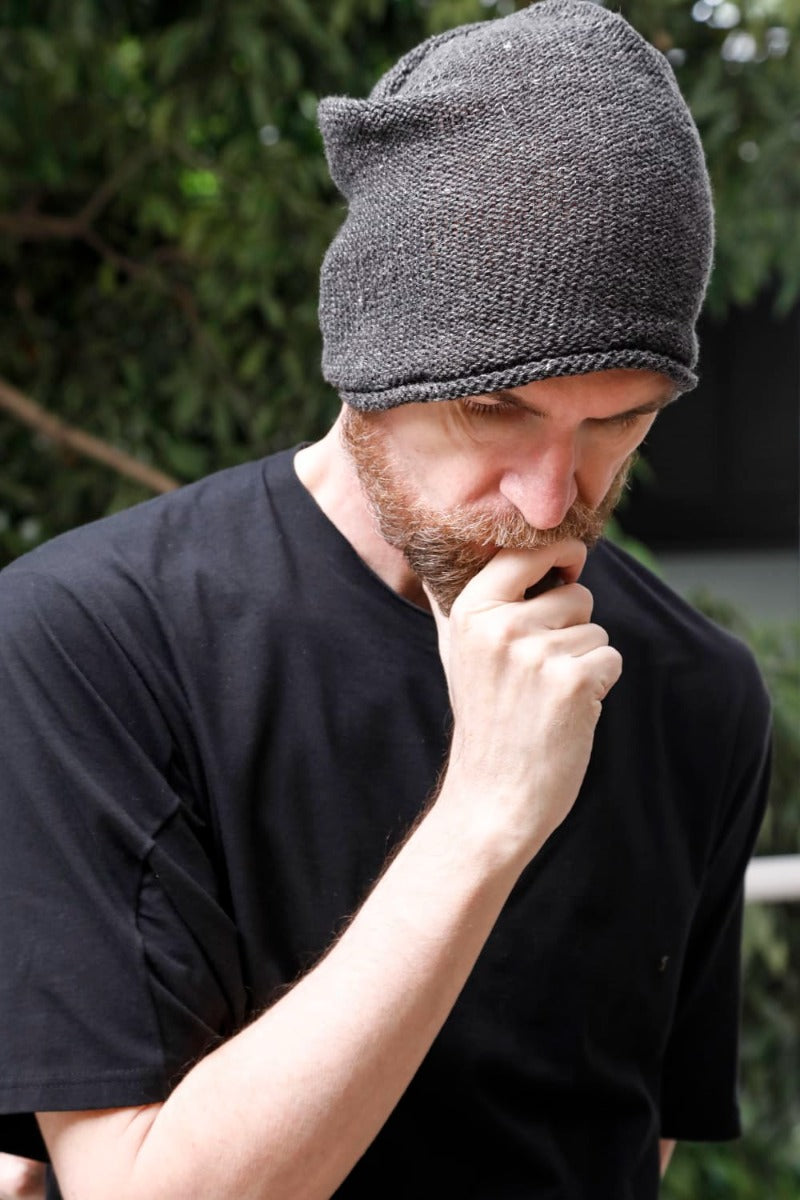Knit Cap Linen Charcoal