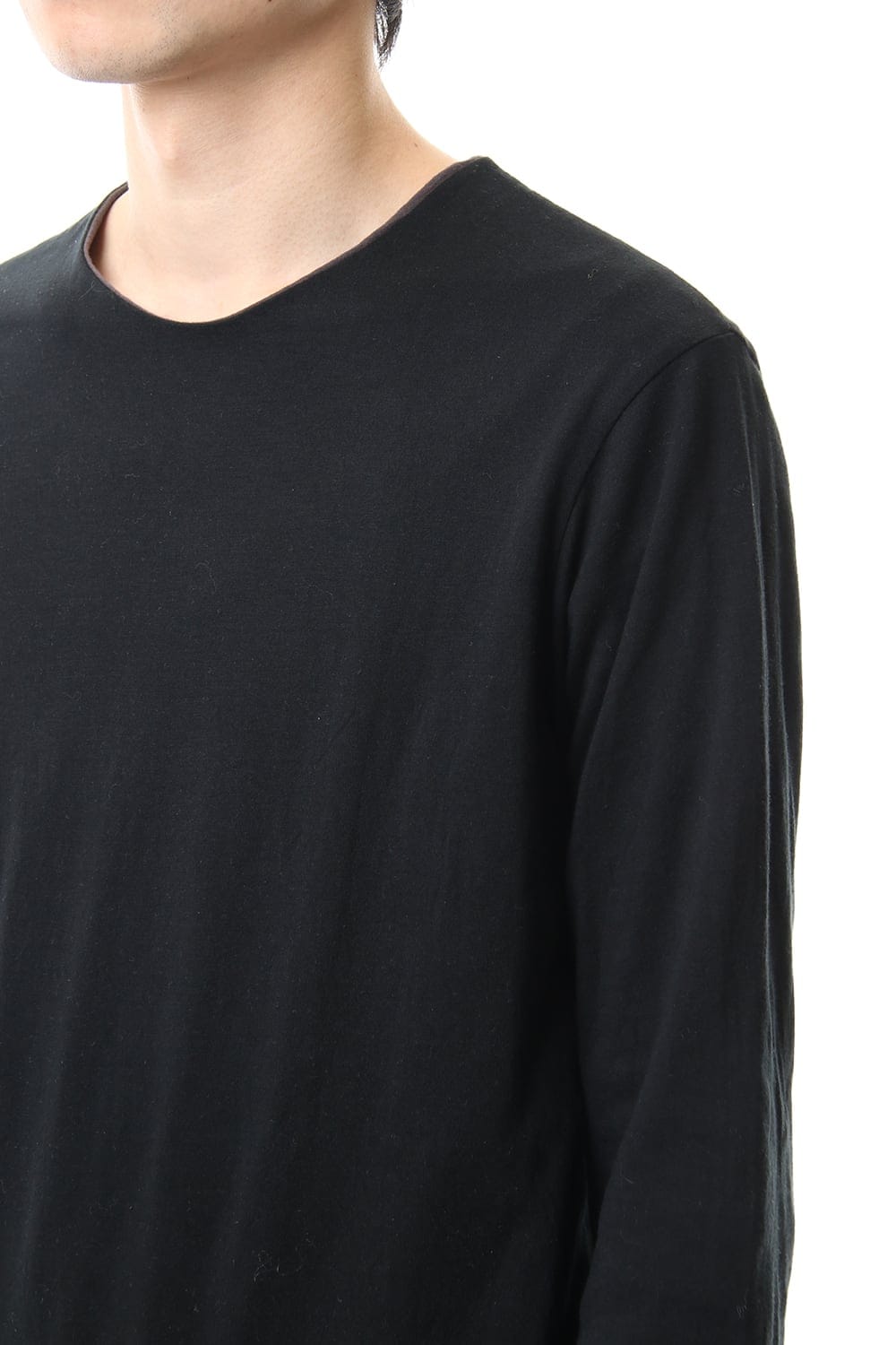 Cotton W-face L/S T-Shirts Black x L.Brown