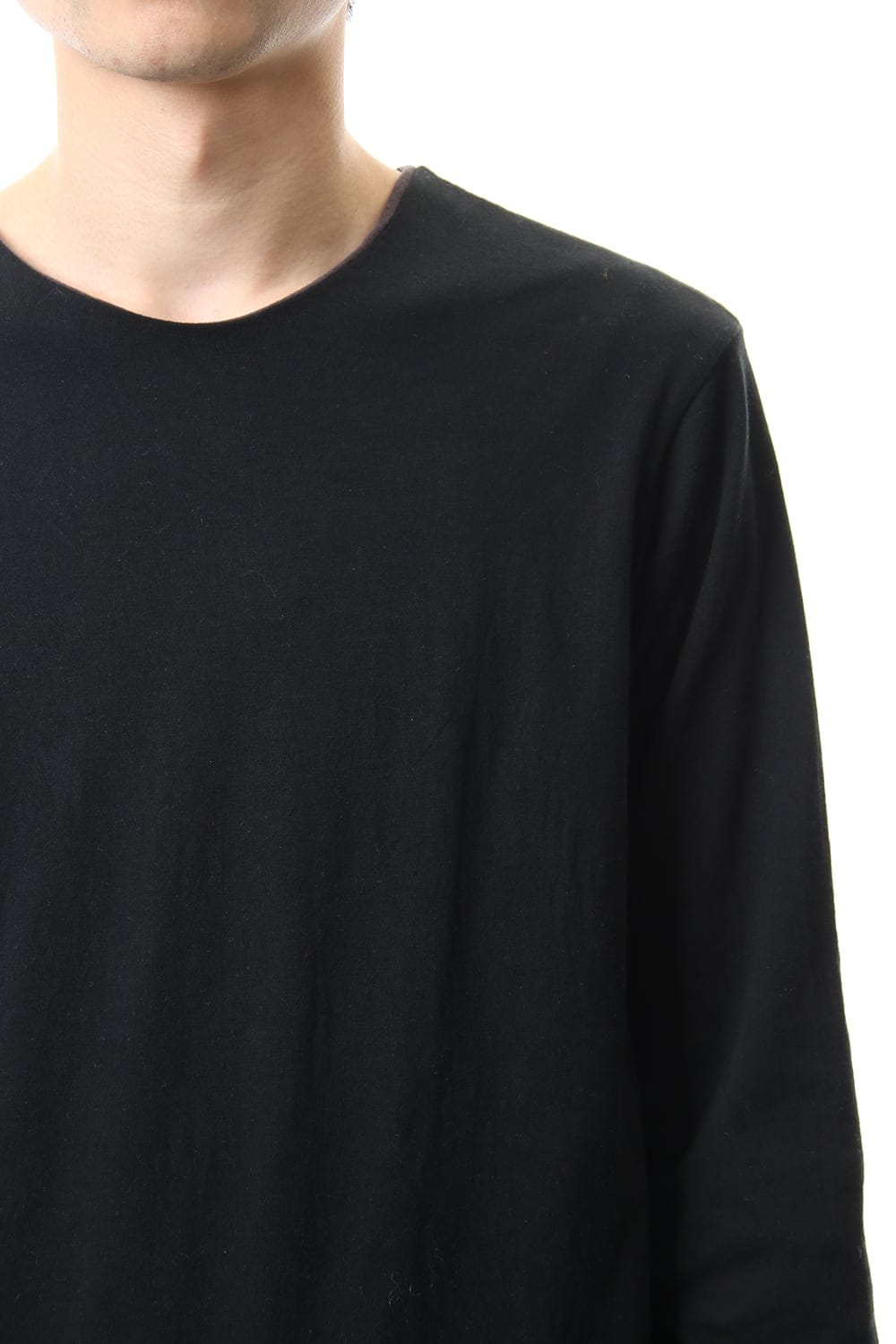 Cotton W-face L/S T-Shirts Black x L.Brown