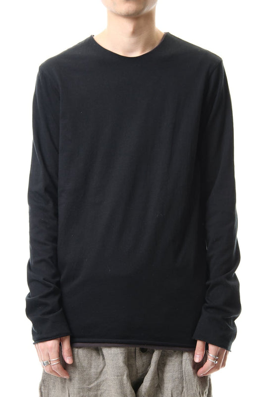 Cotton W-face L/S T-Shirts Black x L.Brown