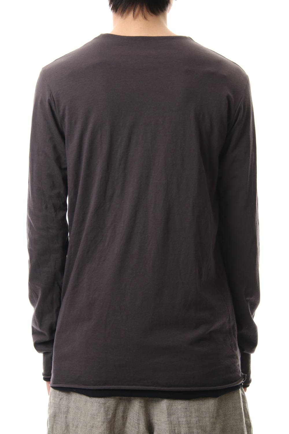 Cotton W-face L/S T-Shirts Black x L.Brown