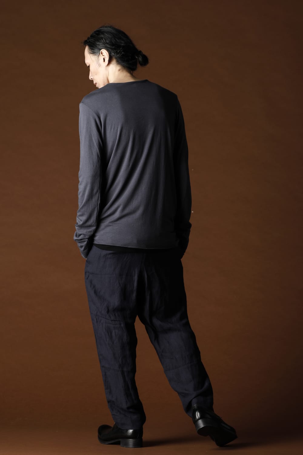 Cotton W-face L/S T-Shirts Black x B.Gray