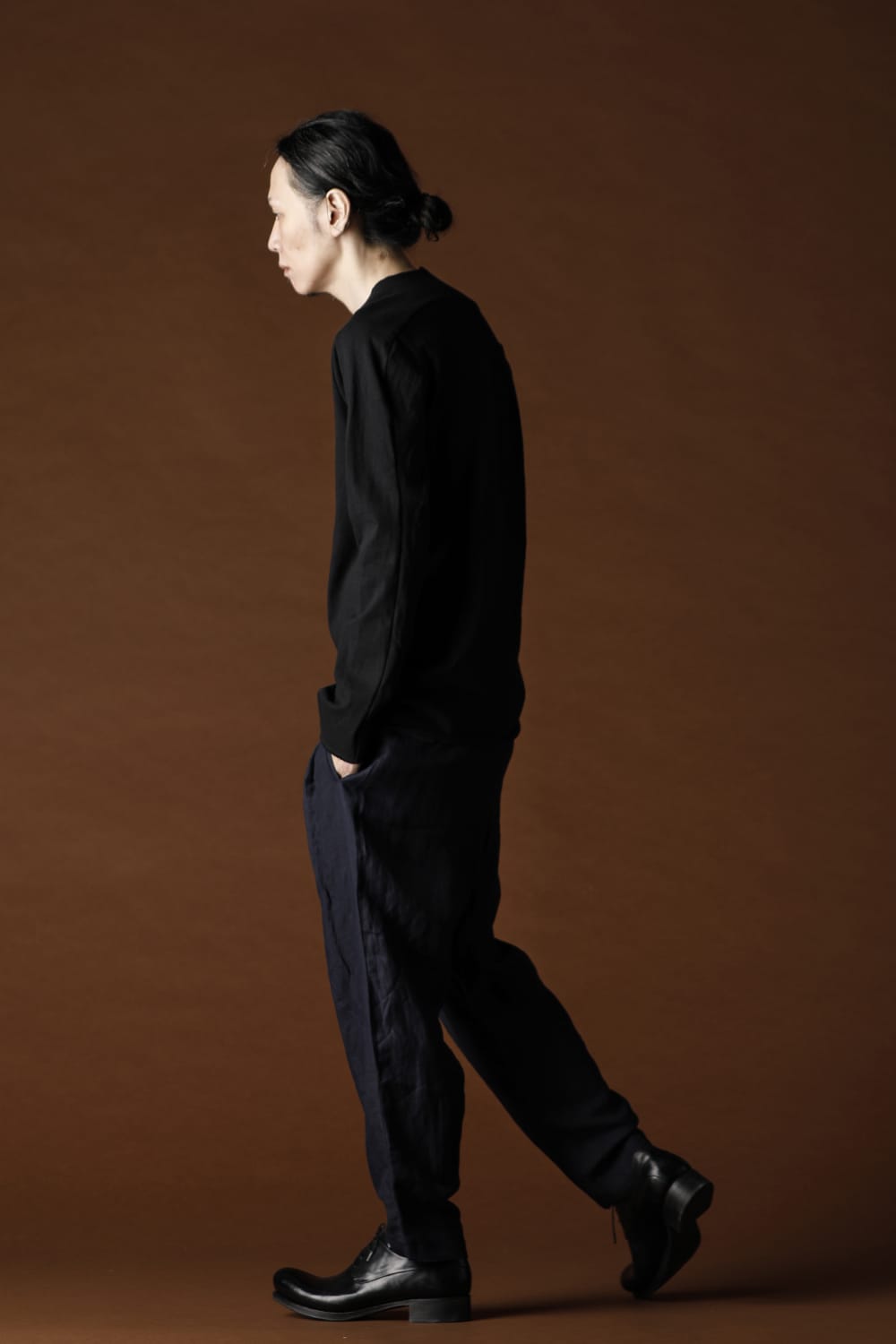 Cotton W-face L/S T-Shirts Black x Black