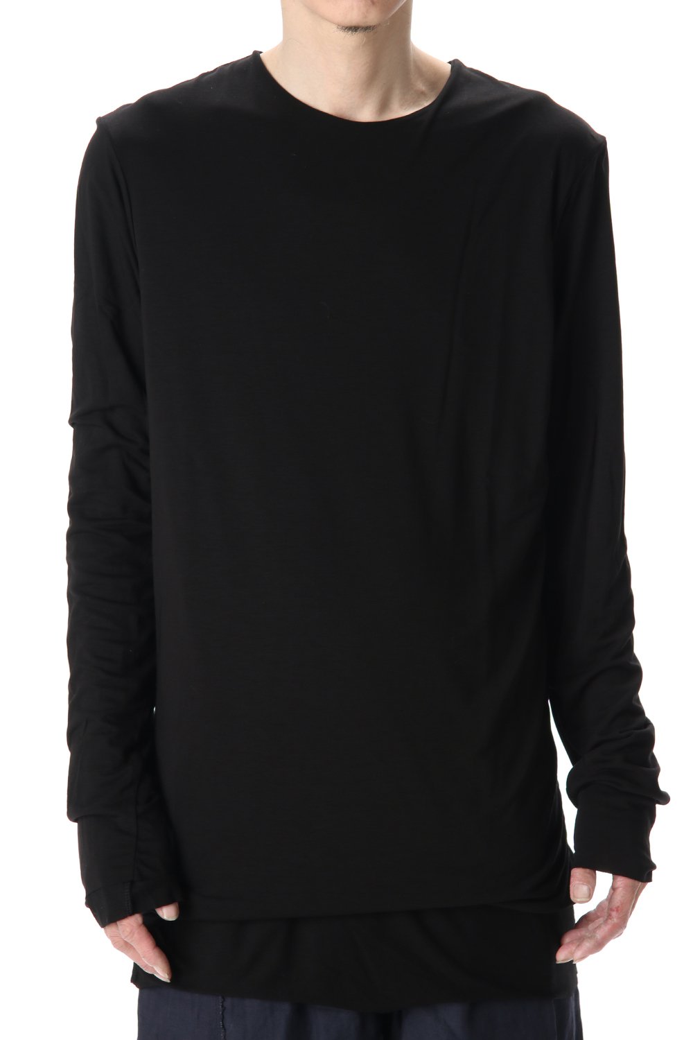 Cotton W-face L/S T-Shirts Black x Black