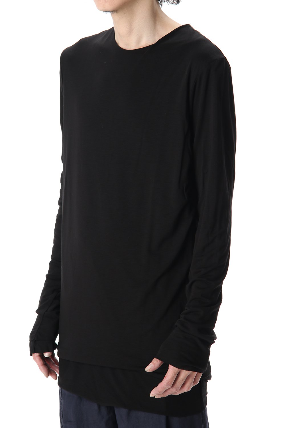 Cotton W-face L/S T-Shirts Black x Black