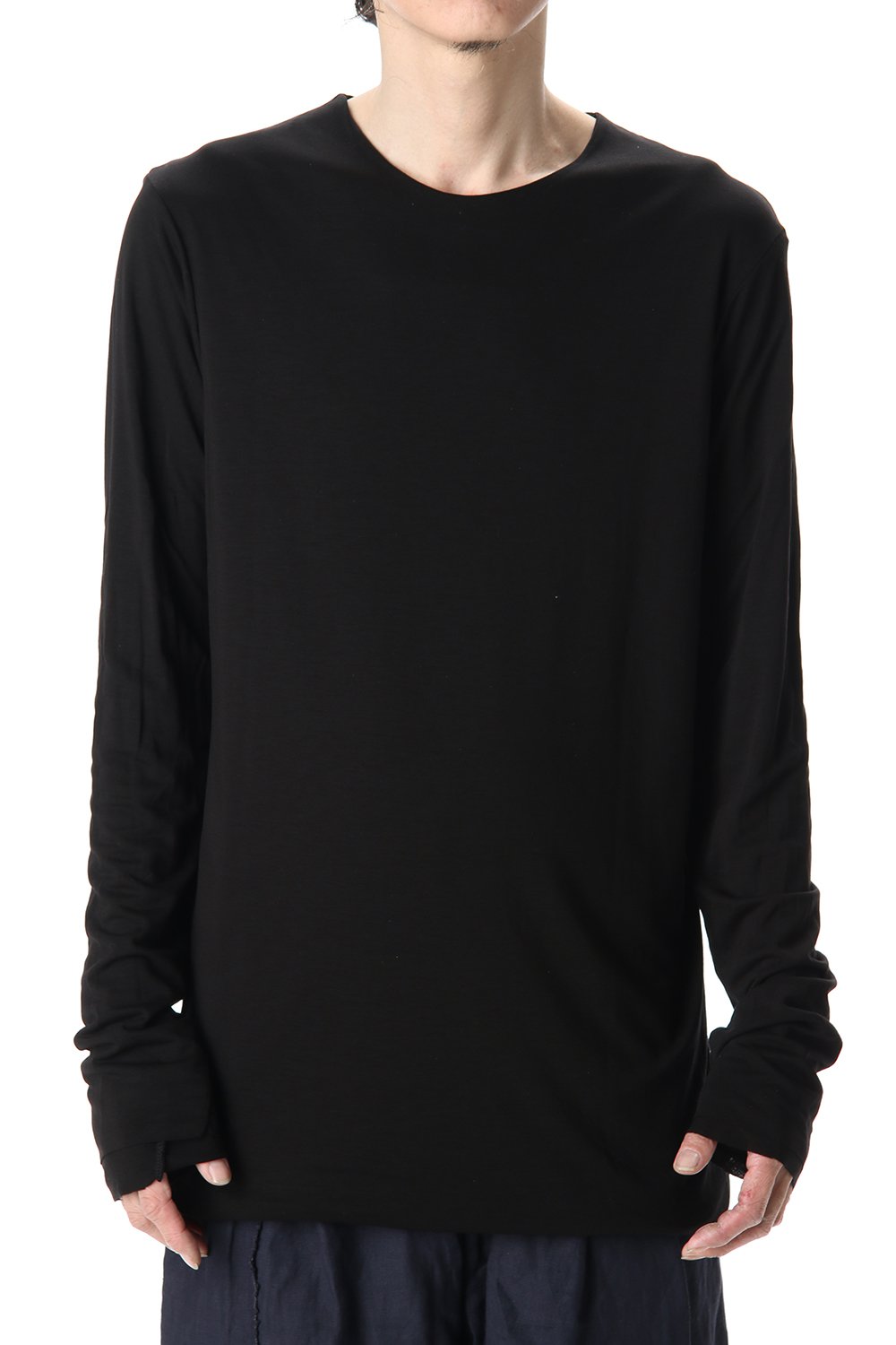 Cotton W-face L/S T-Shirts Black x Black