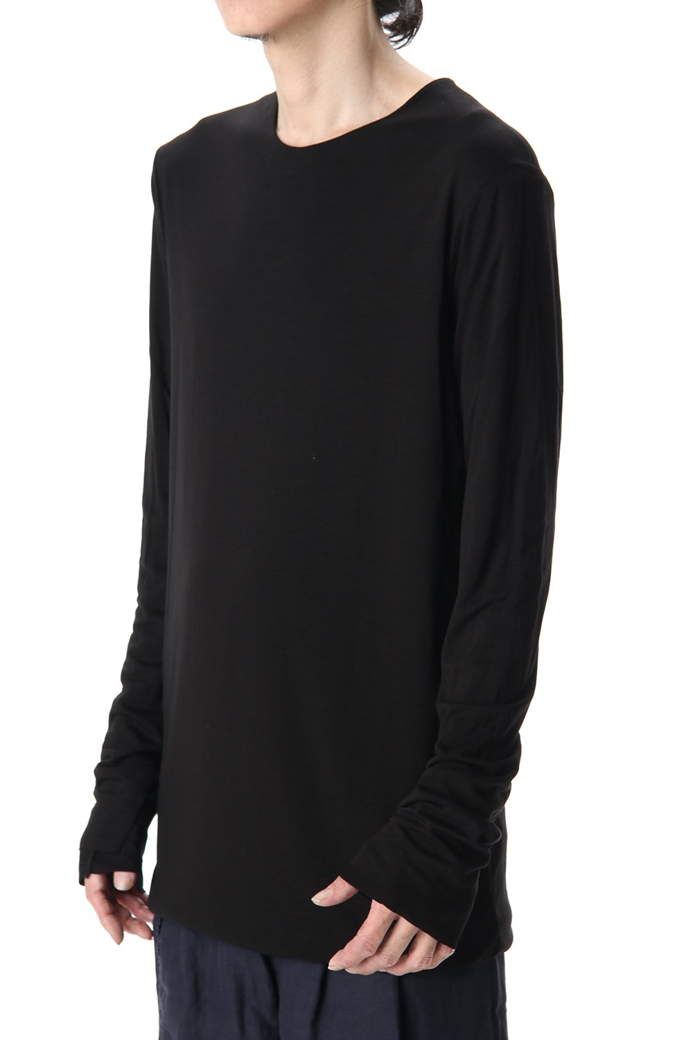 Cotton W-face L/S T-Shirts Black x Black