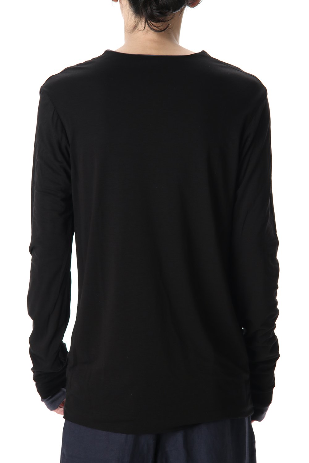 Cotton W-face L/S T-Shirts Black x B.Gray