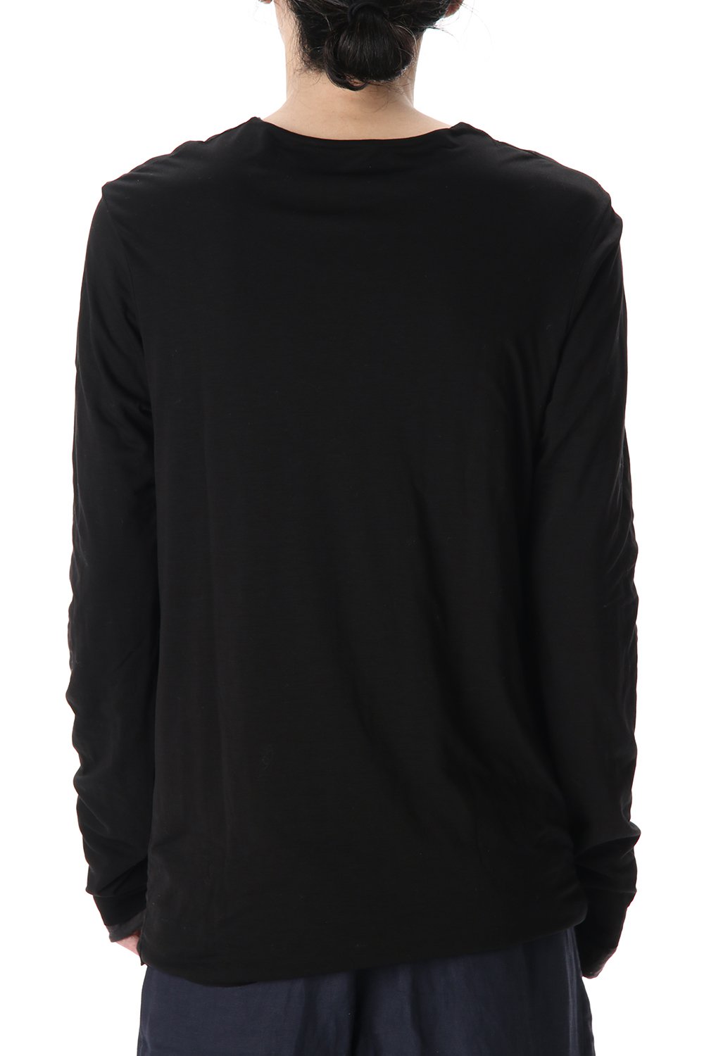 Cotton W-face L/S T-Shirts Black x D.Gray