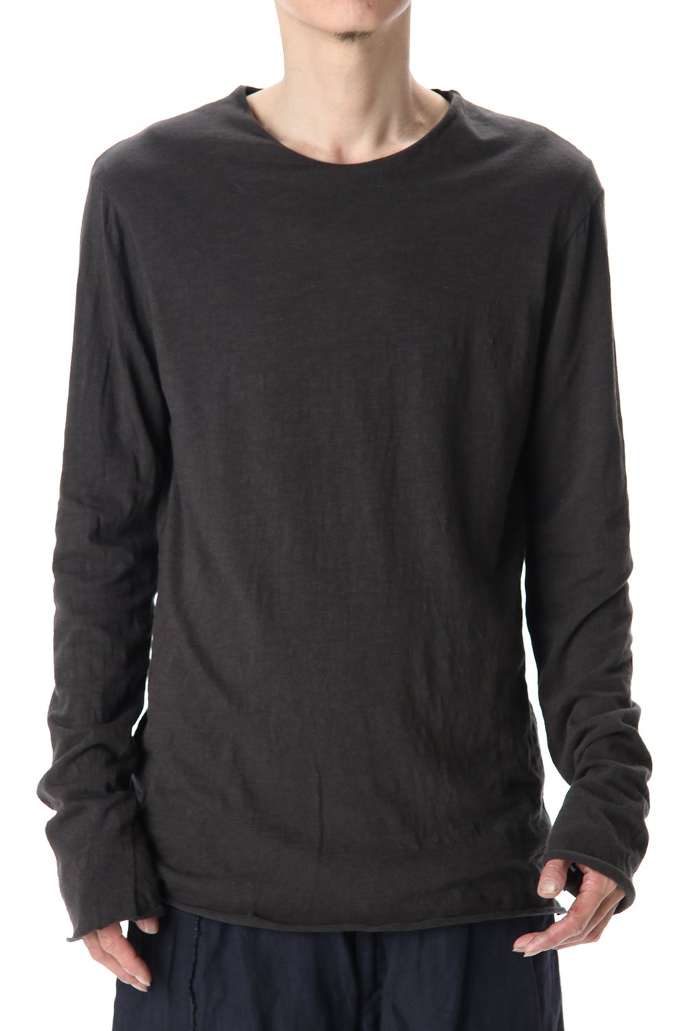 Cotton W-face L/S T-Shirts Black x D.Gray