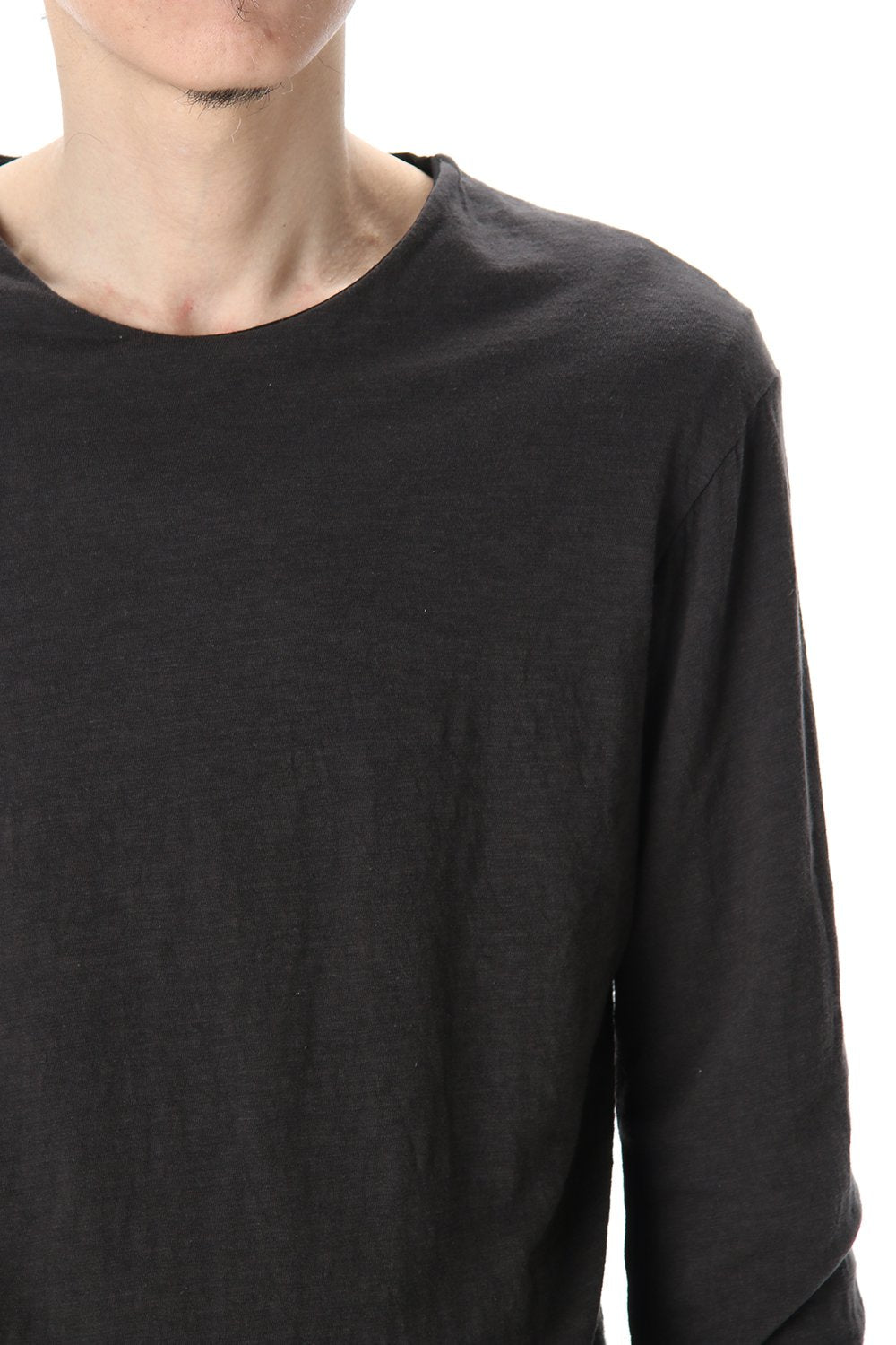 Cotton W-face L/S T-Shirts Black x D.Gray