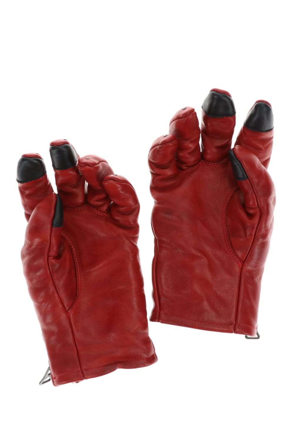 Horse Leather Nail ZIP Gloves Red