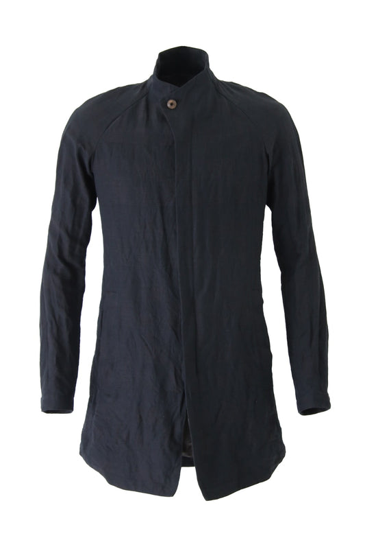 Jacket Cotton Linen Check Blue Black